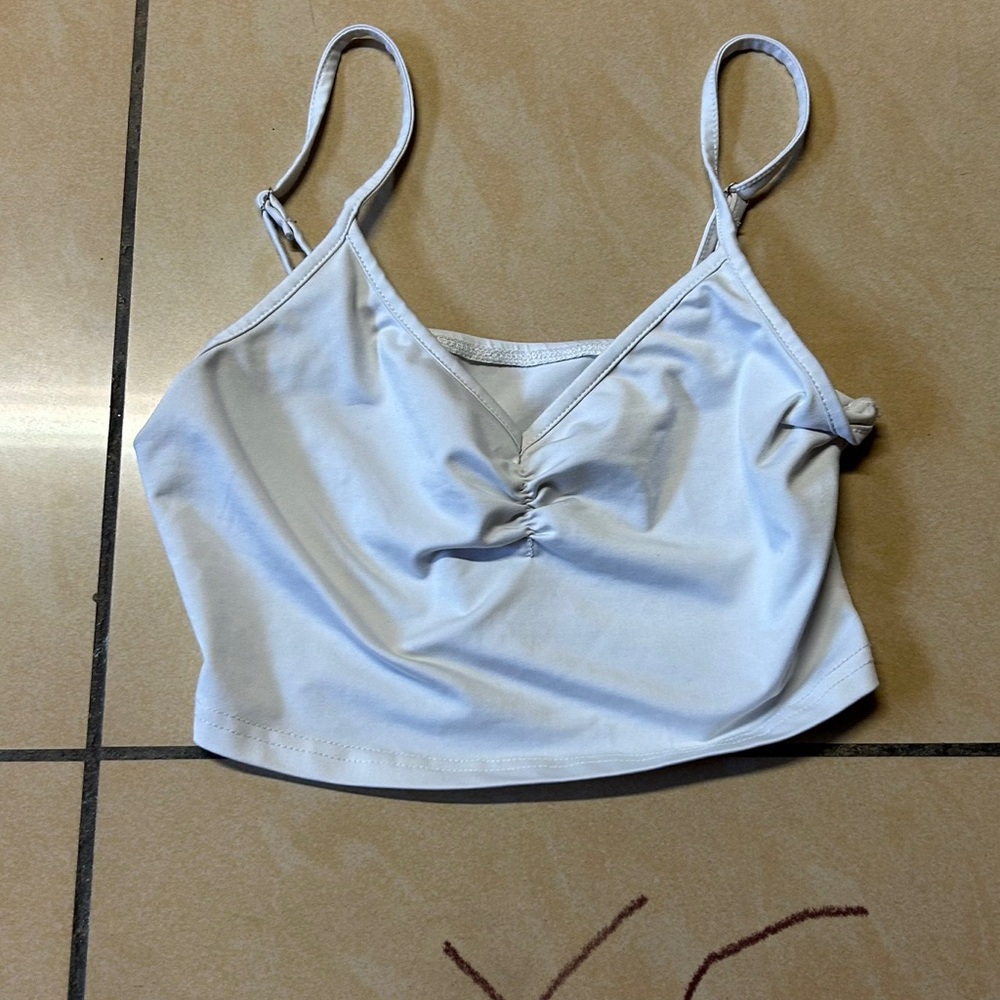 White Ruched Crop Top